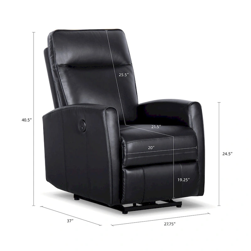 Canapé inclinable électrique en cuir véritable de 27,75 de large avec chargeur USB