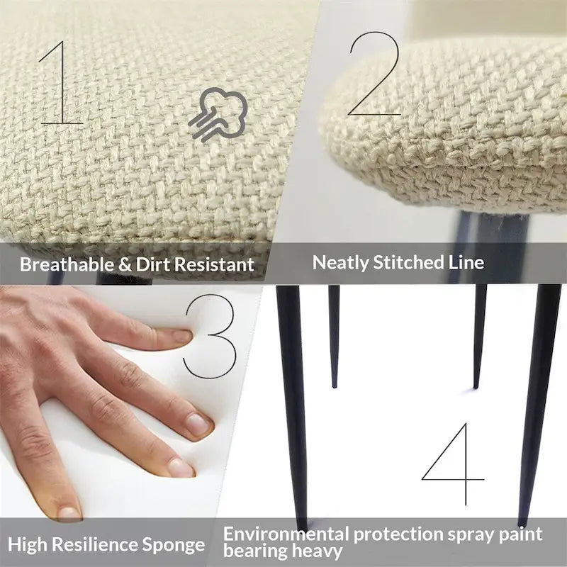 Chaises de salle à manger d'appoint rembourrées modernes (lot de 4)