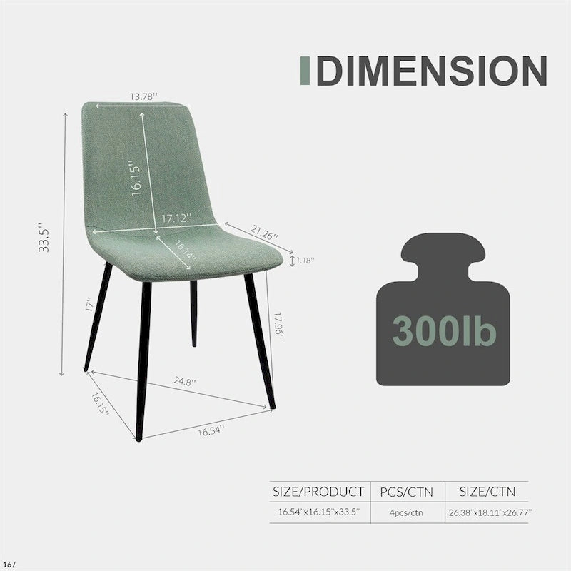Chaises de salle à manger d'appoint rembourrées modernes (lot de 4)