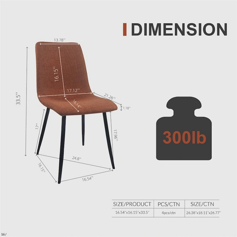 Chaises de salle à manger d'appoint rembourrées modernes (lot de 4)