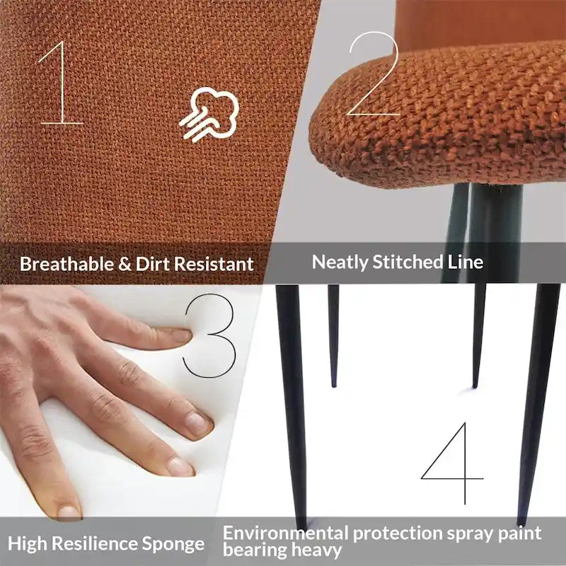 Chaises de salle à manger d'appoint rembourrées modernes (lot de 4)