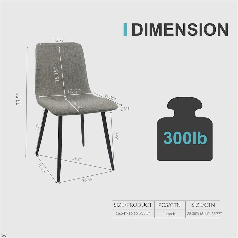 Chaises de salle à manger d'appoint rembourrées modernes (lot de 4)