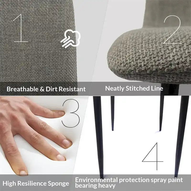 Chaises de salle à manger d'appoint rembourrées modernes (lot de 4)