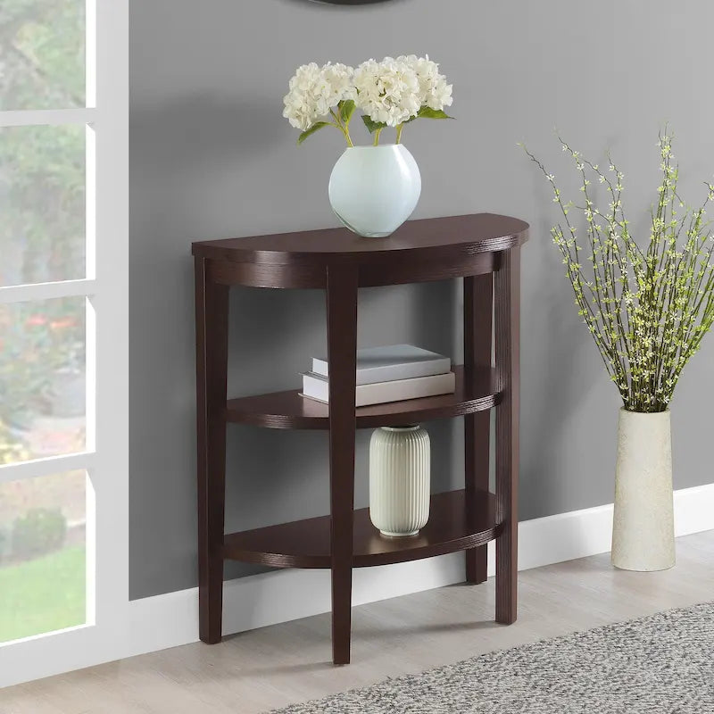 Console demi-cercle Newport avec étagères de 