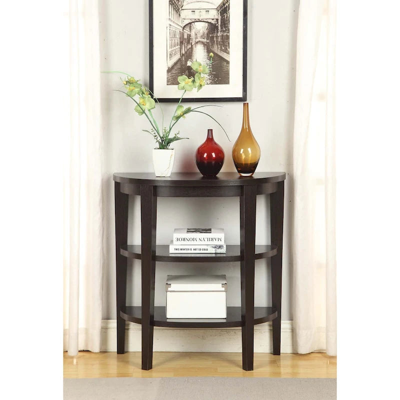 Convenience Concepts Newport Half-Circle Console Table with Shelves