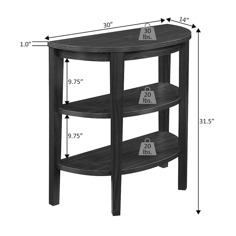 Console demi-cercle Newport avec étagères de 