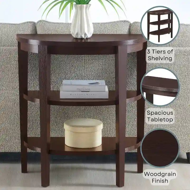 Console demi-cercle Newport avec étagères de 