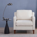 Fauteuil de salon de style moderne, en tissu d'aspect lin/cuir végétalien