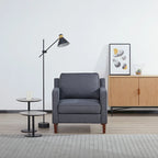 Fauteuil de salon de style moderne, en tissu d'aspect lin/cuir végétalien