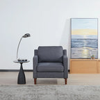Fauteuil de salon de style moderne, en tissu d'aspect lin/cuir végétalien