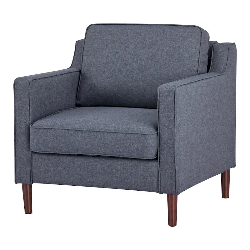 Fauteuil de salon de style moderne, en tissu d'aspect lin/cuir végétalien