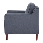 Fauteuil de salon de style moderne, en tissu d'aspect lin/cuir végétalien