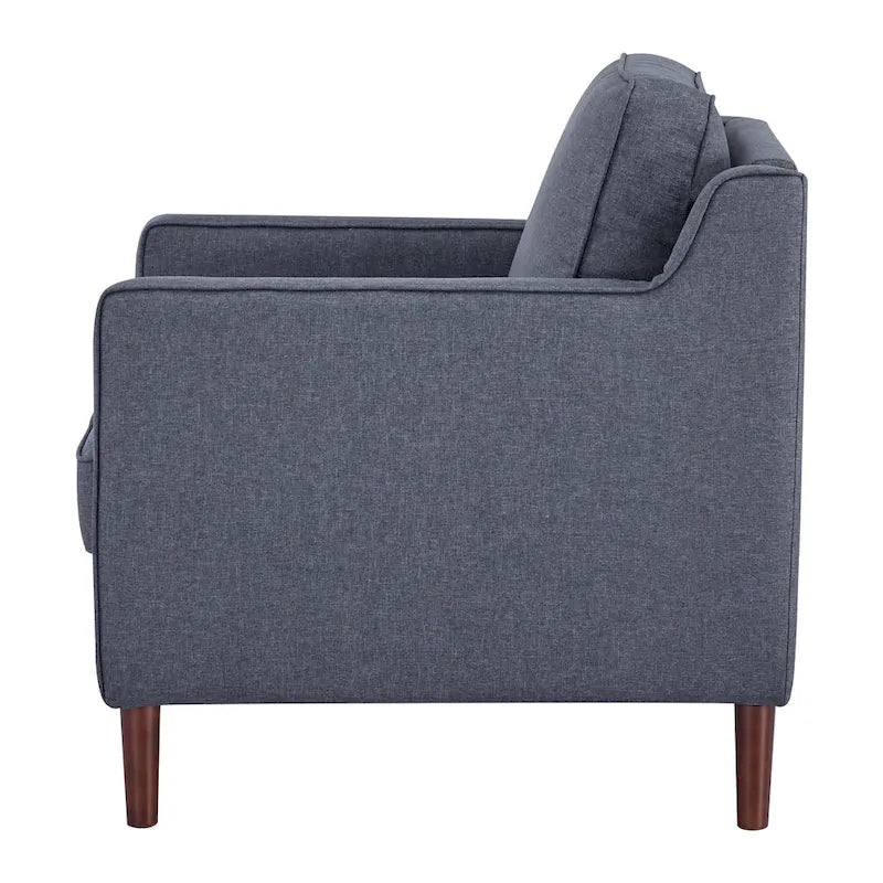 Fauteuil de salon de style moderne, en tissu d'aspect lin/cuir végétalien