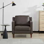 Fauteuil de salon de style moderne, en tissu d'aspect lin/cuir végétalien
