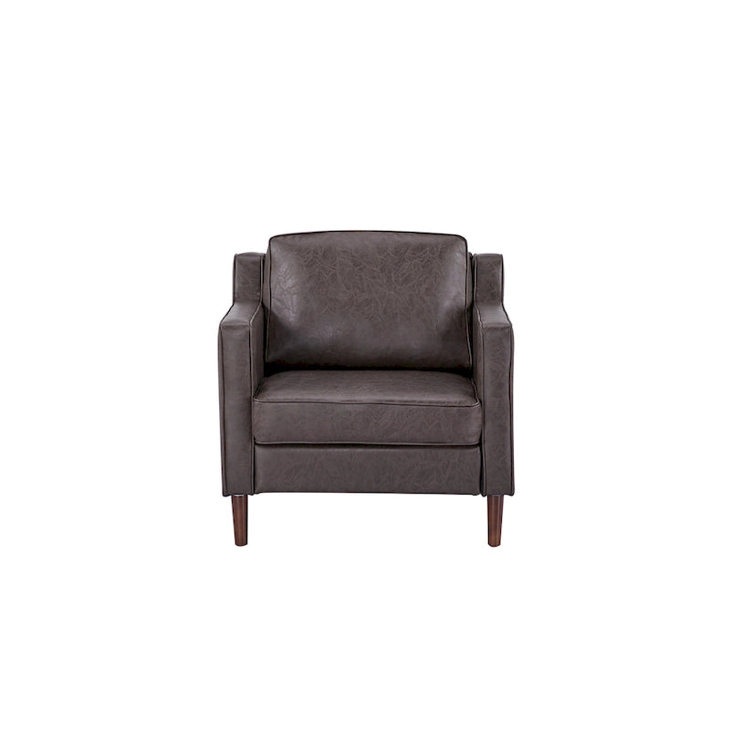 Fauteuil de salon de style moderne, en tissu d'aspect lin/cuir végétalien