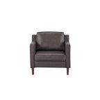 Fauteuil de salon de style moderne, en tissu d'aspect lin/cuir végétalien