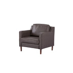 Fauteuil de salon de style moderne, en tissu d'aspect lin/cuir végétalien