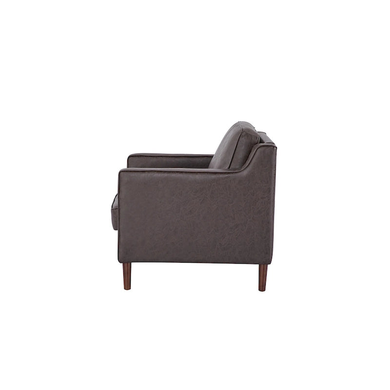 Fauteuil de salon de style moderne, en tissu d'aspect lin/cuir végétalien