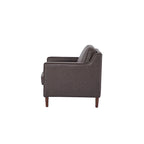 Fauteuil de salon de style moderne, en tissu d'aspect lin/cuir végétalien