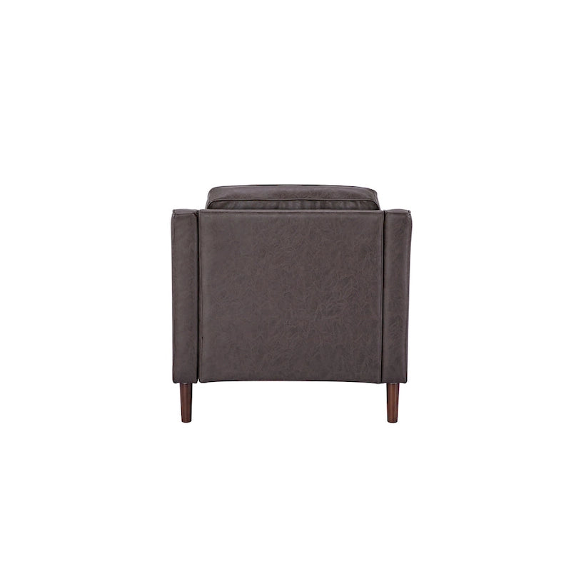 Fauteuil de salon de style moderne, en tissu d'aspect lin/cuir végétalien