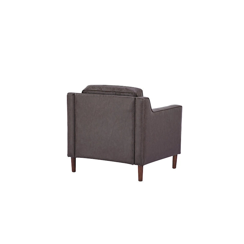 Fauteuil de salon de style moderne, en tissu d'aspect lin/cuir végétalien