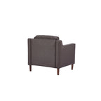 Fauteuil de salon de style moderne, en tissu d'aspect lin/cuir végétalien