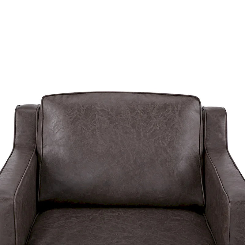 Fauteuil de salon de style moderne, en tissu d'aspect lin/cuir végétalien