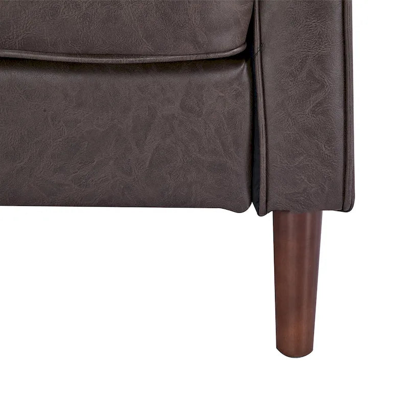 Fauteuil de salon de style moderne, en tissu d'aspect lin/cuir végétalien