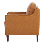 Fauteuil de salon de style moderne, en tissu d'aspect lin/cuir végétalien