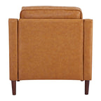 Fauteuil de salon de style moderne, en tissu d'aspect lin/cuir végétalien