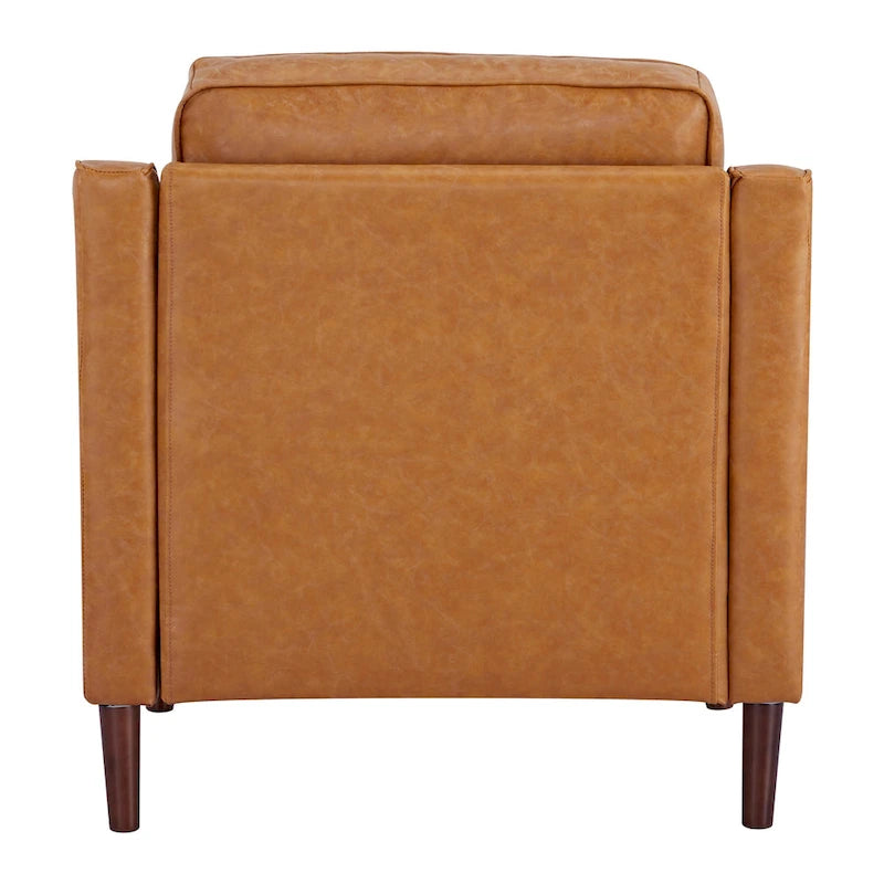 Fauteuil de salon de style moderne, en tissu d'aspect lin/cuir végétalien