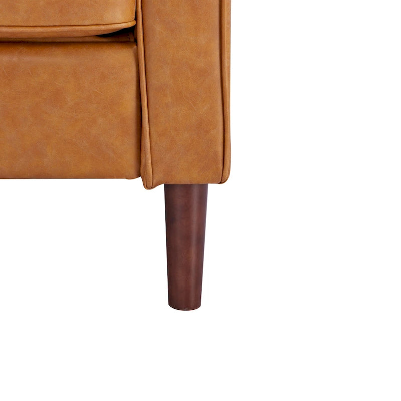 Fauteuil de salon de style moderne, en tissu d'aspect lin/cuir végétalien