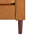 Fauteuil de salon de style moderne, en tissu d'aspect lin/cuir végétalien