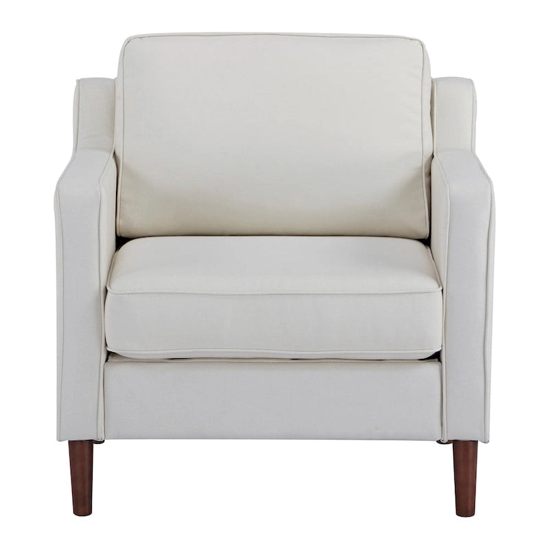 Fauteuil de salon de style moderne, en tissu d'aspect lin/cuir végétalien