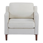 Fauteuil de salon de style moderne, en tissu d'aspect lin/cuir végétalien