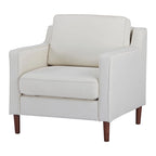 Fauteuil de salon de style moderne, en tissu d'aspect lin/cuir végétalien