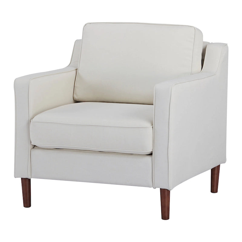 Fauteuil de salon de style moderne, en tissu d'aspect lin/cuir végétalien