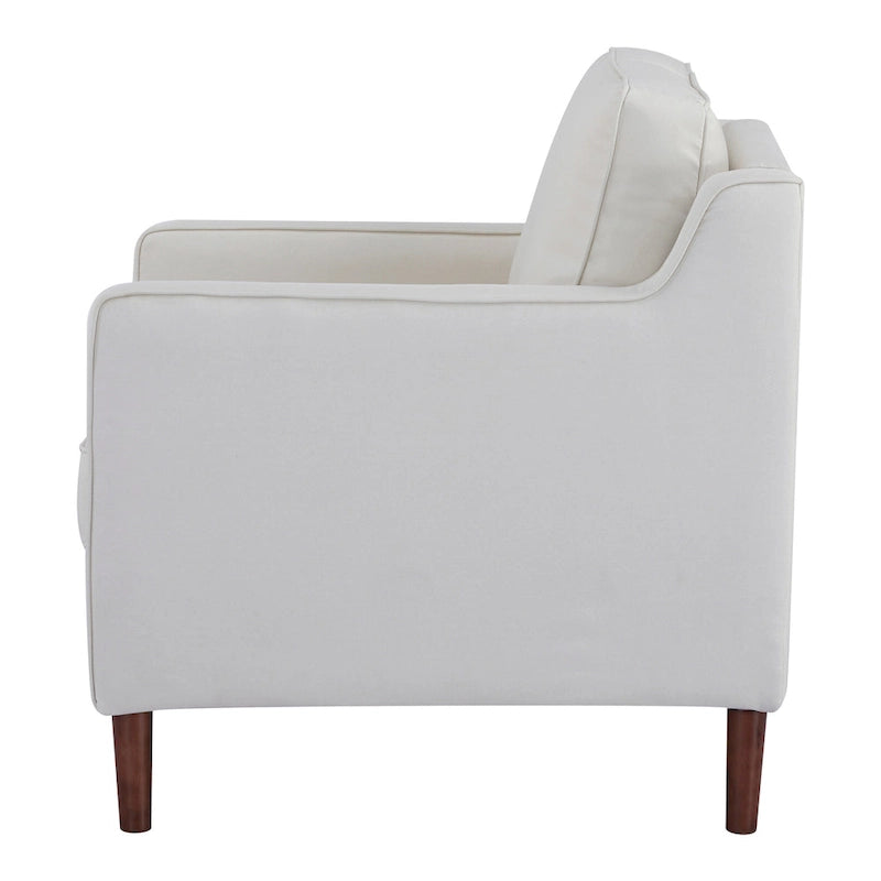 Fauteuil de salon de style moderne, en tissu d'aspect lin/cuir végétalien