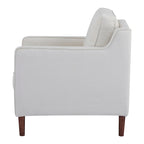 Fauteuil de salon de style moderne, en tissu d'aspect lin/cuir végétalien
