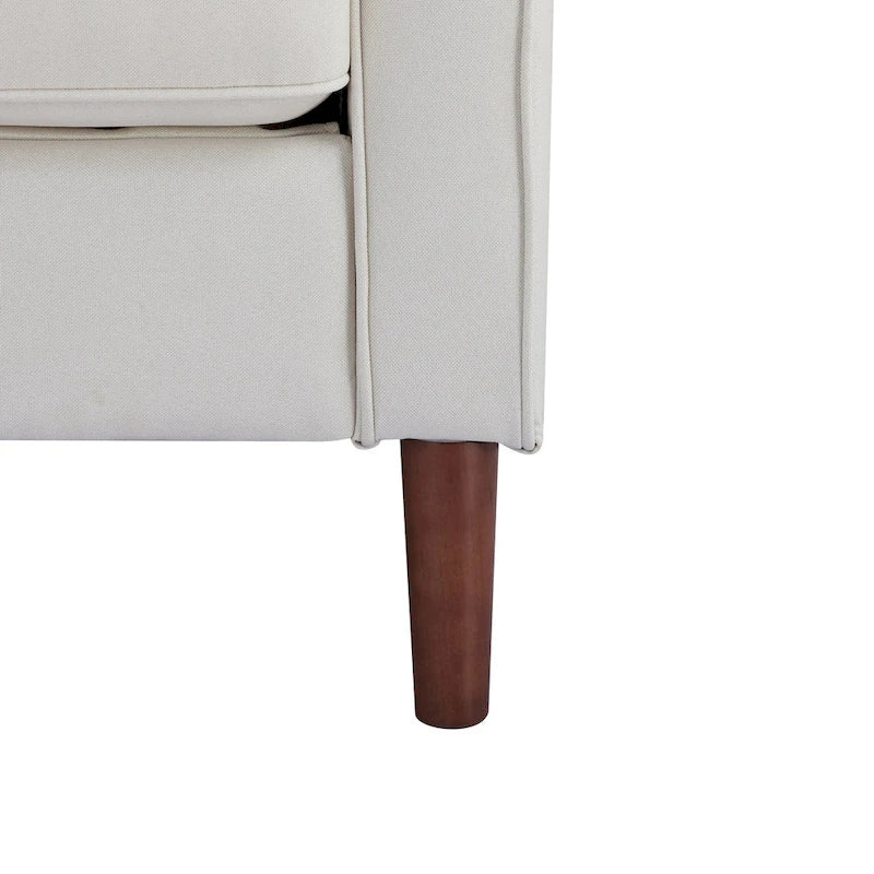Fauteuil de salon de style moderne, en tissu d'aspect lin/cuir végétalien