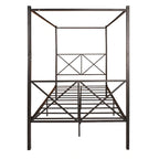 Structure de lit plateforme en métal avec baldaquin en X