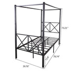 Structure de lit plateforme en métal avec baldaquin en X