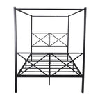 Structure de lit plateforme en métal avec baldaquin en X