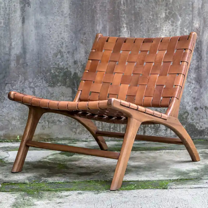Fauteuil d'appoint en cuir tressé