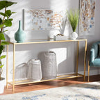 Alessa Gold Finished Metal and Mirrored Glass Console Table