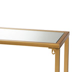 Console en métal finition or et verre miroir