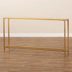 Console en métal finition or et verre miroir