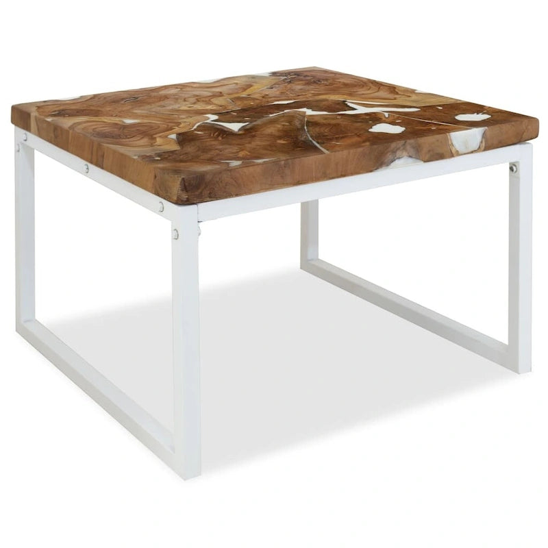 Table Basse Table d'Appoint Meuble de Salon en Résine de Teck - 23,6 x 23,6 x 15,7 (L x l x H)