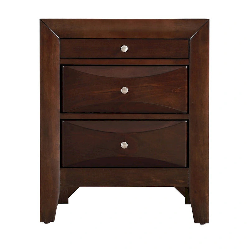 Table de chevet en bois moderne de 23 po avec 3 tiroirs et bouton en métal