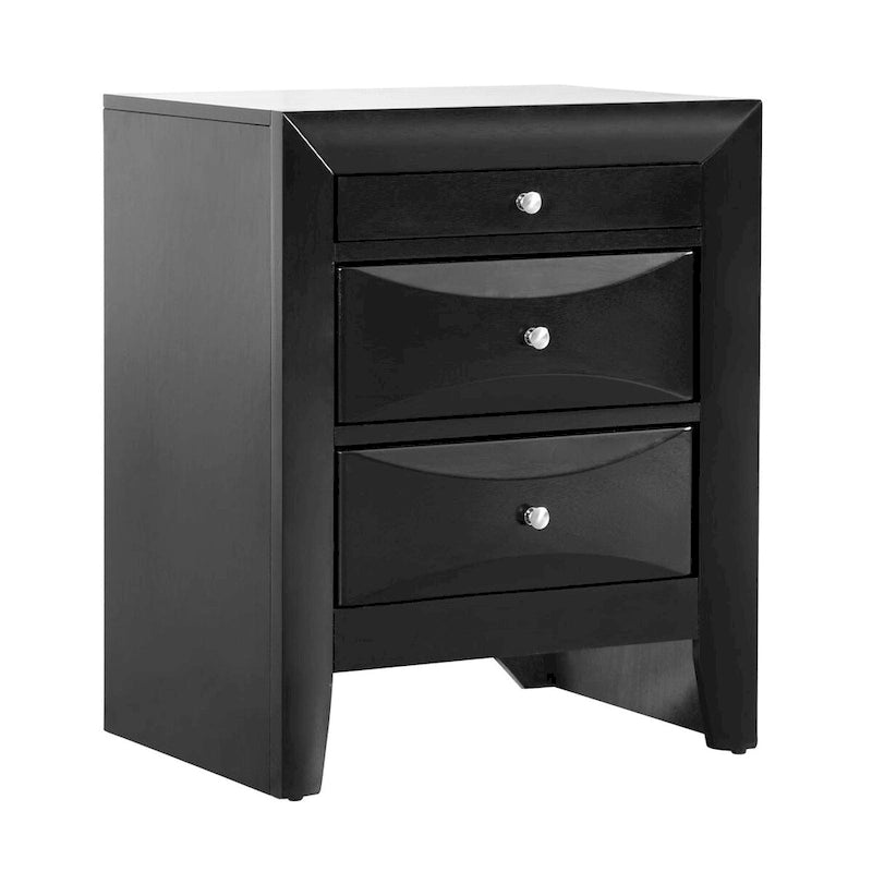 Table de chevet en bois moderne de 23 po avec 3 tiroirs et bouton en métal